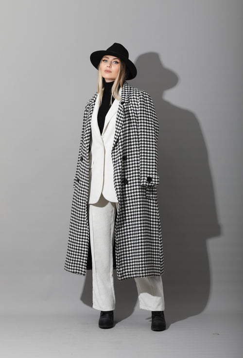 Tweed double breasted Coat - Black&White