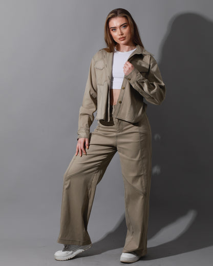 Co-Ord Gabardine Cutout Shirt - Beige