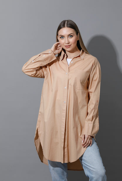 Oversized Shirt Dress - Beige