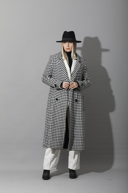 Tweed double breasted Coat - Black&White