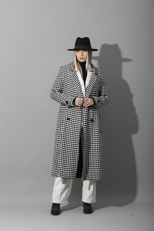 Tweed double breasted Coat - Black&White