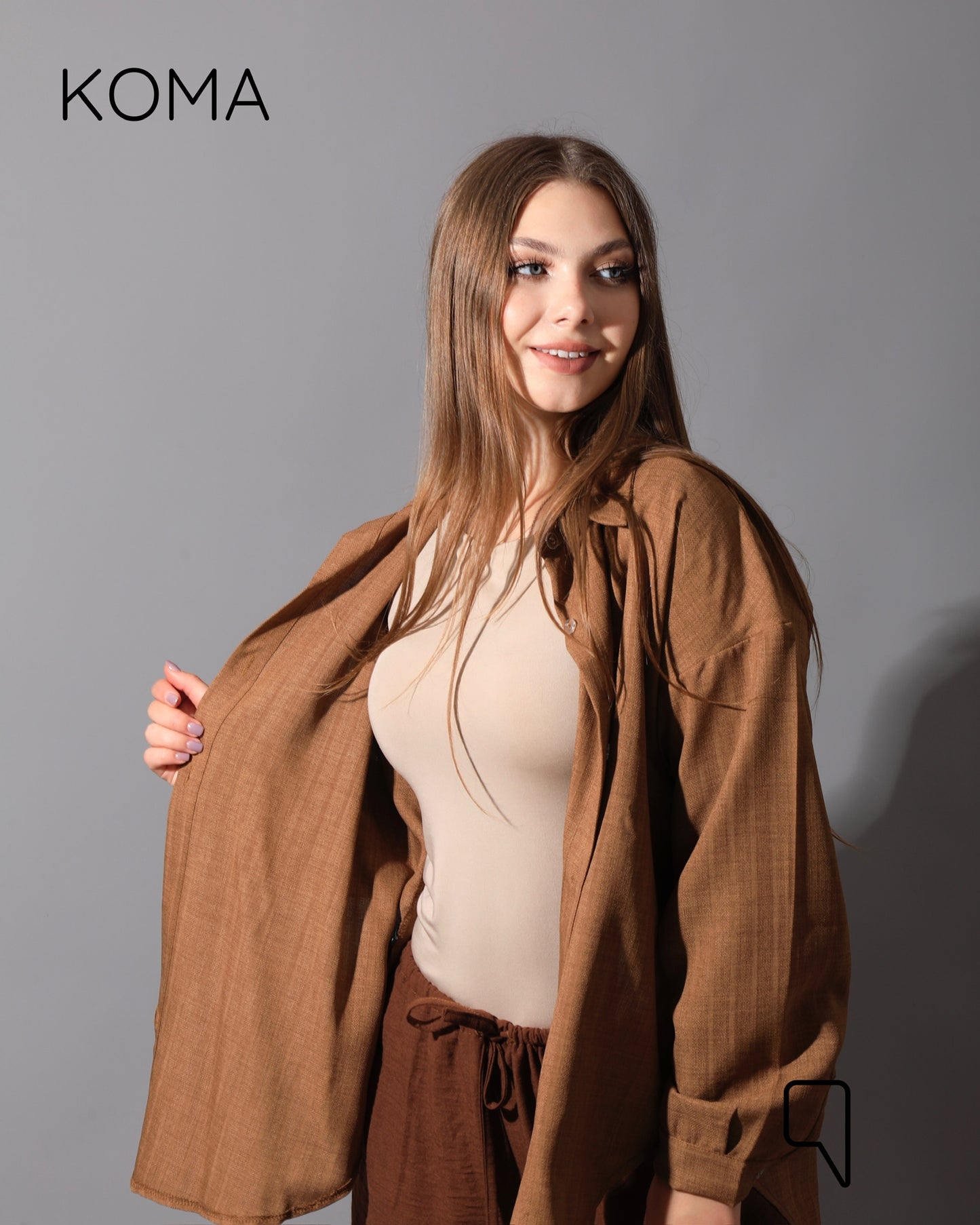 Textured Long Sleeves Shirt - Brown