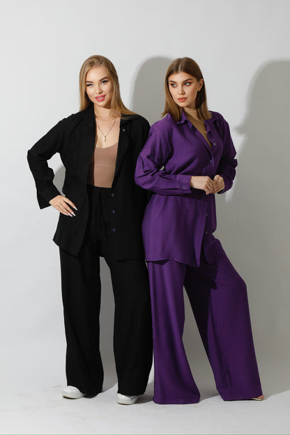 Co-Ord Long Sleeves Shirt - Black