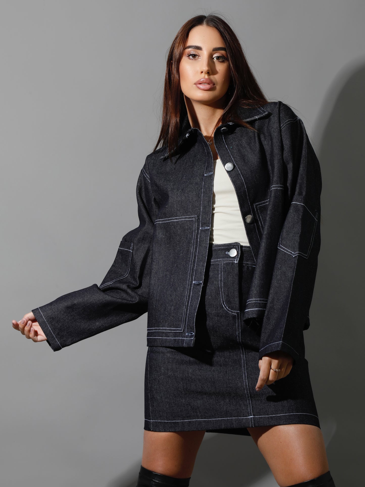 Co-Ord Jeans Short Skirt - Navy Blue