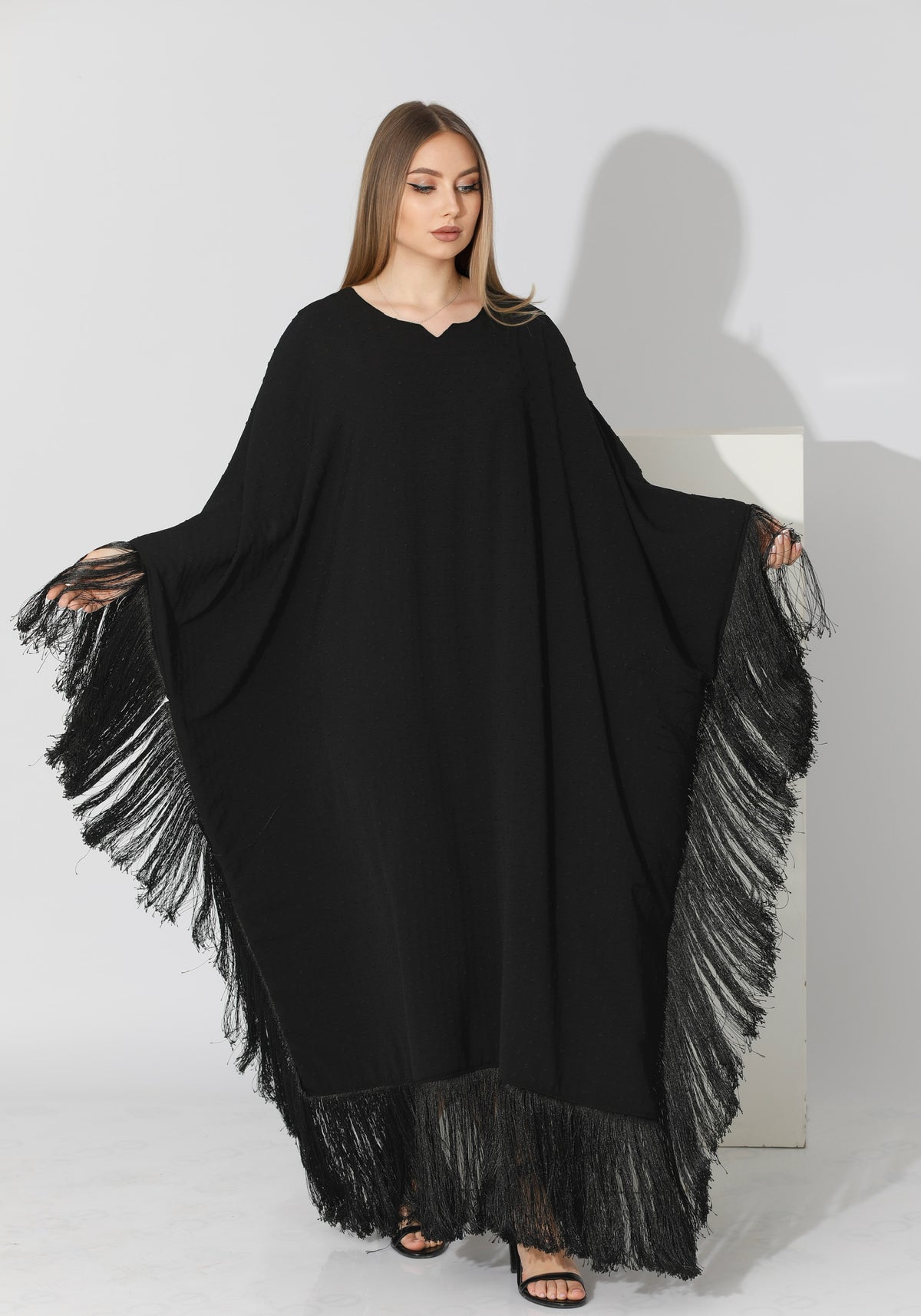 Fringed Maxi Dress - Black
