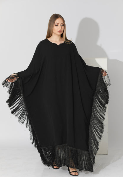Fringed Maxi Dress - Black