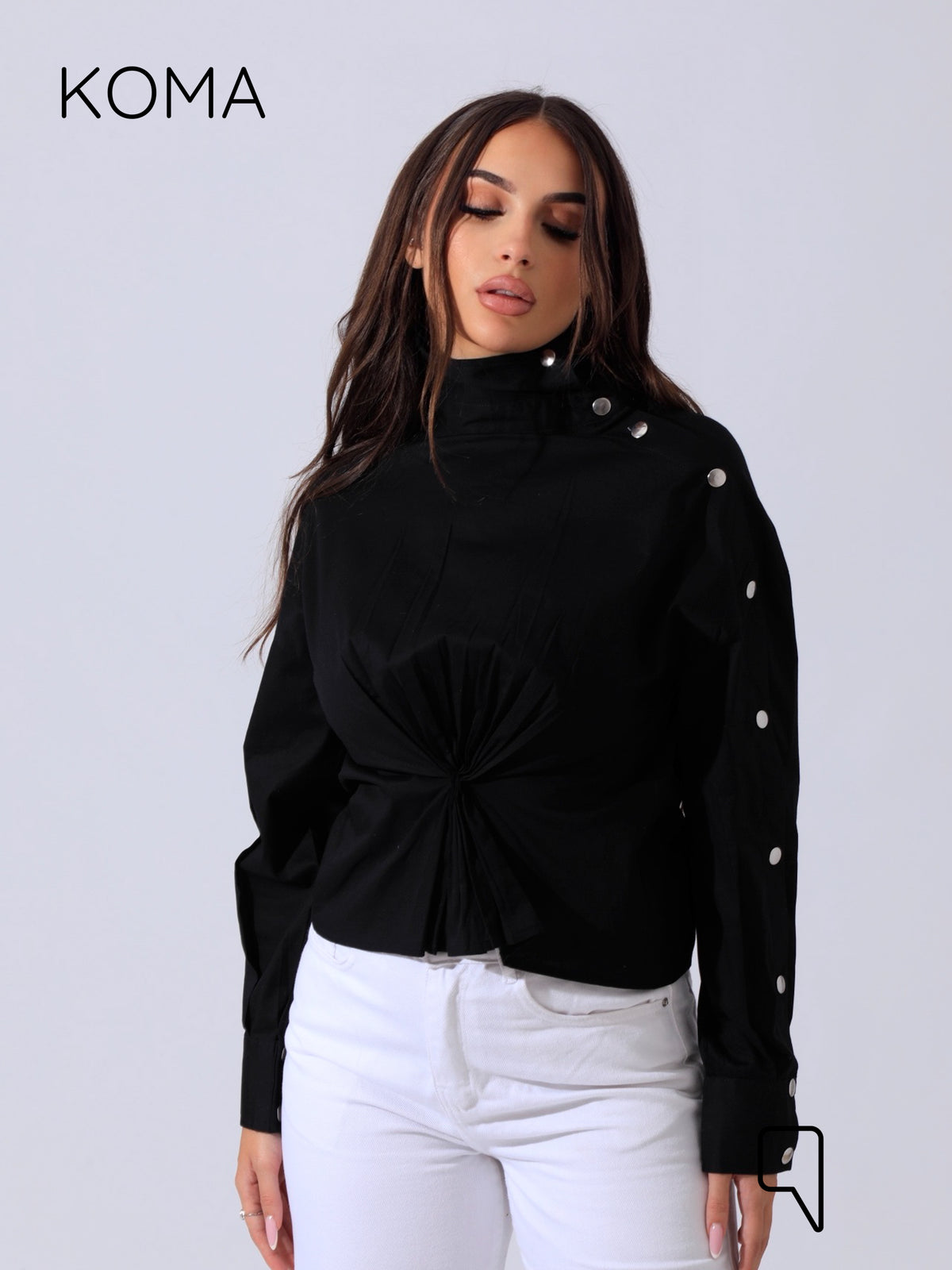 issy snap-button Shirt - Black