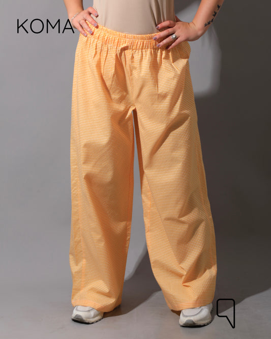 Plaid Straight Leg trousers - Plaid Yellow