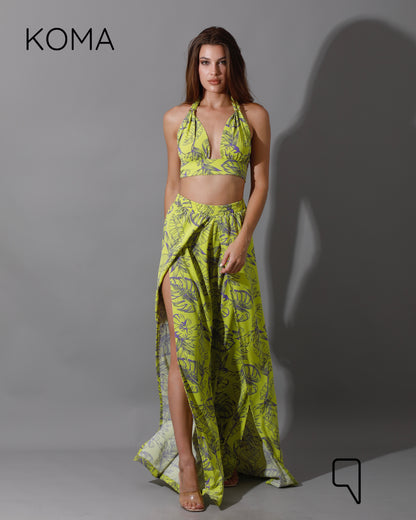 Kallie Bra Top & Pants Co-Ord - Lime Green