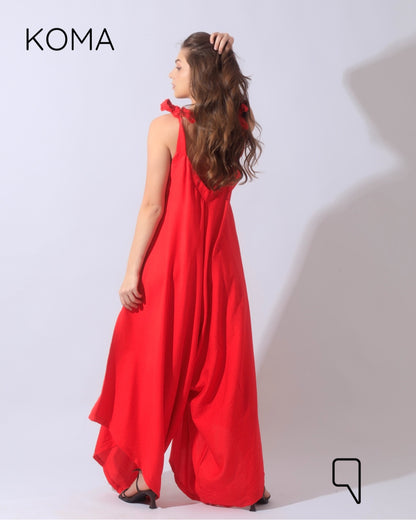 Tied Up Lose Jumpsuit - Red