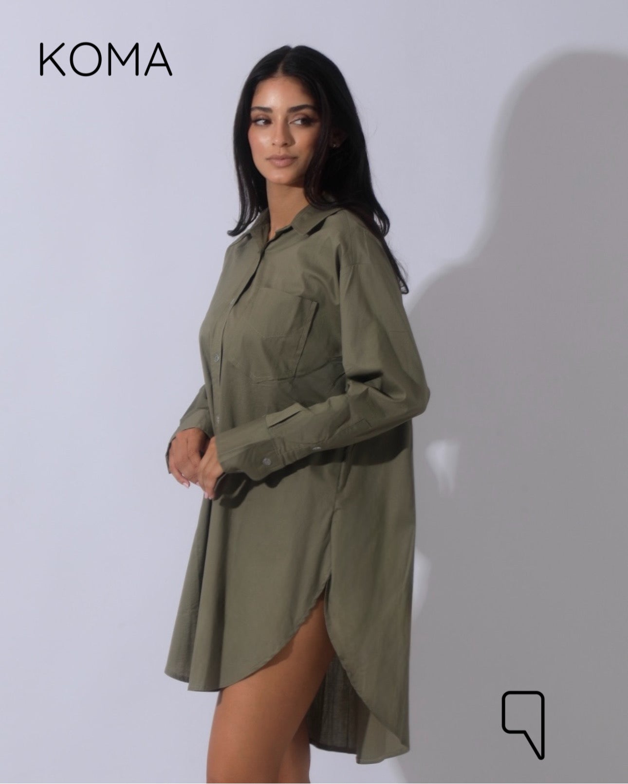 Oversized Shirt Dress - Olive