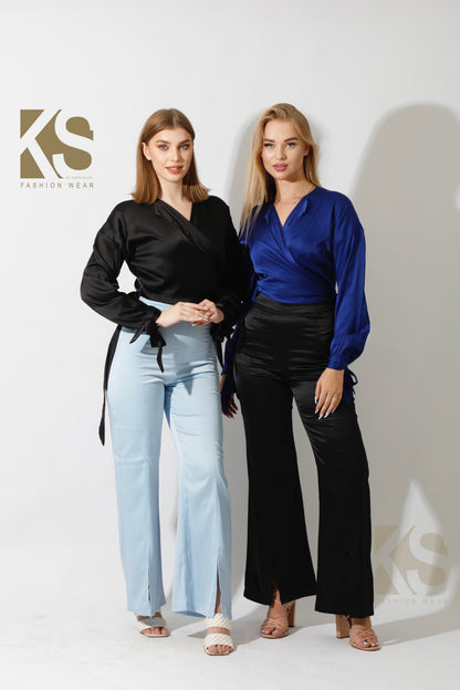 Front Slit Trousers - Black