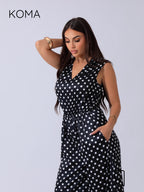 Dahlia Flared Jumpsuit - Polkadots Black