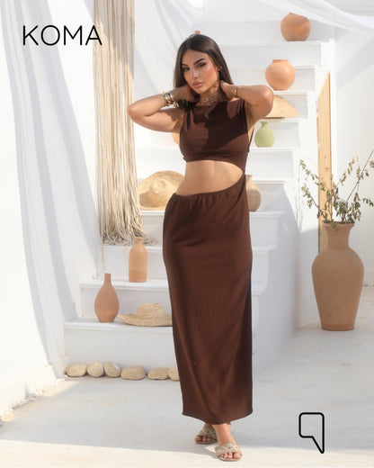 Paulina Cutout Beach Dress - Brown