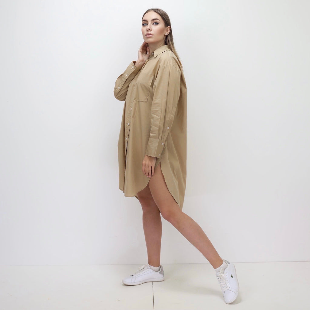 Oversized Shirt Dress - Beige