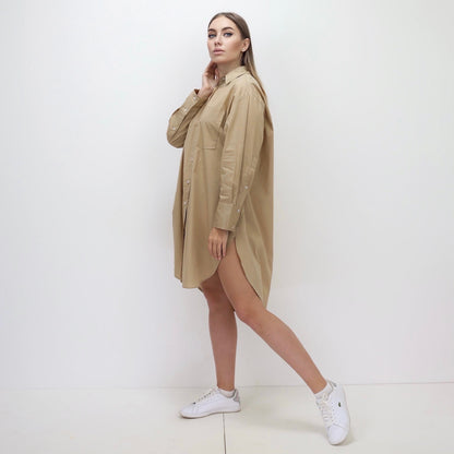 Oversized Shirt Dress - Beige