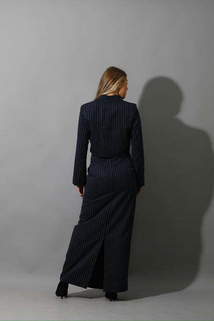 Striped Maxi Skirt Co-Ord - Navy