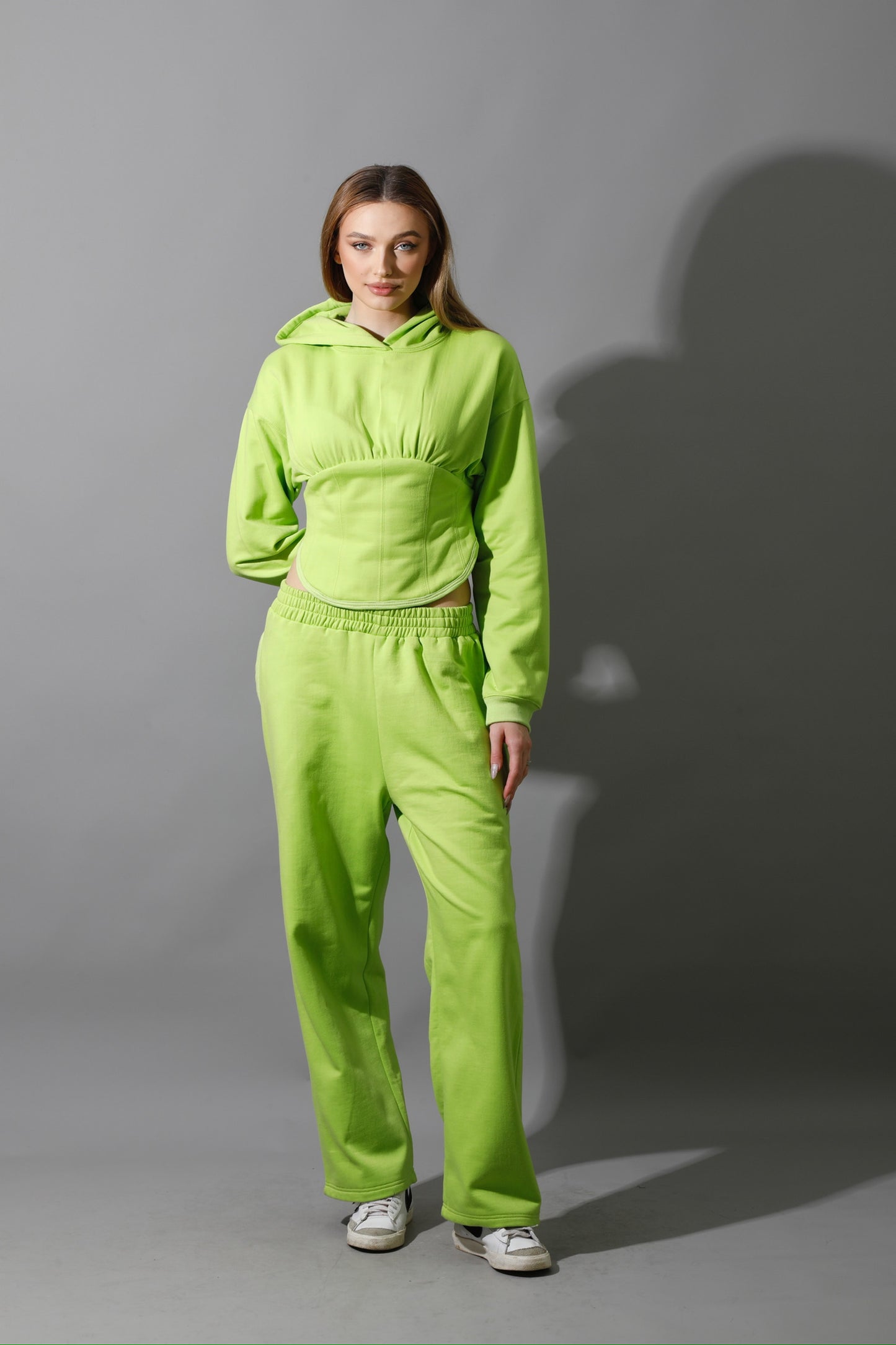 Corset Hoodie Set - Lime Green