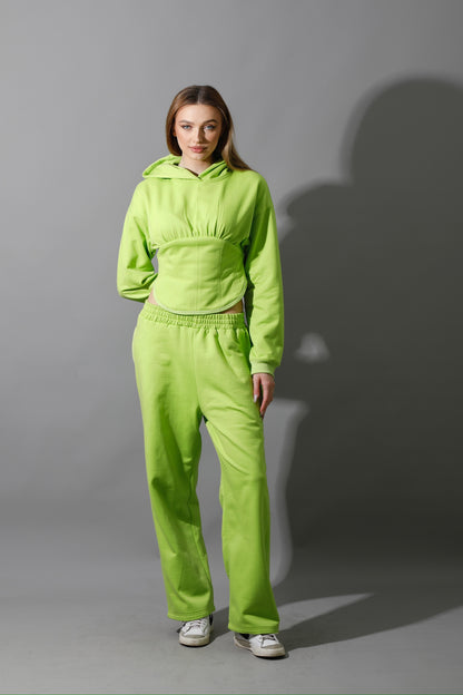 Corset Hoodie Set - Lime Green