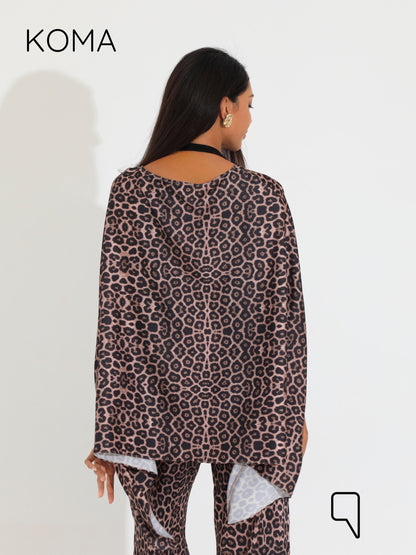 Celeste Satin Butterfly Blouse - Multicolored Tiger