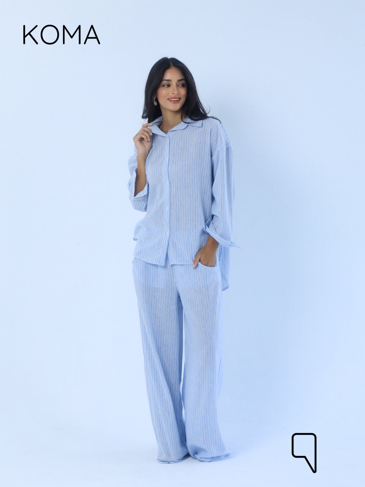 Matilda Long Sleeves Shirt - Striped Blue