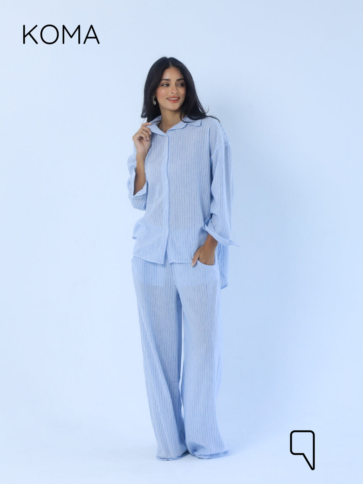Matilda Long Sleeves Shirt - Striped Blue