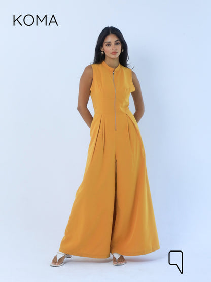 Olivia Sleeveless Wide Leg Jumpsuit - Mustard