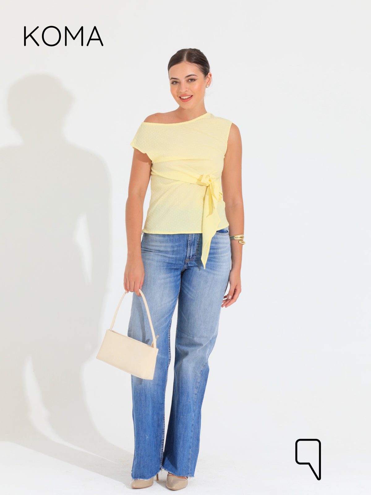 Paula Tied Up Cut Top  - Yellow