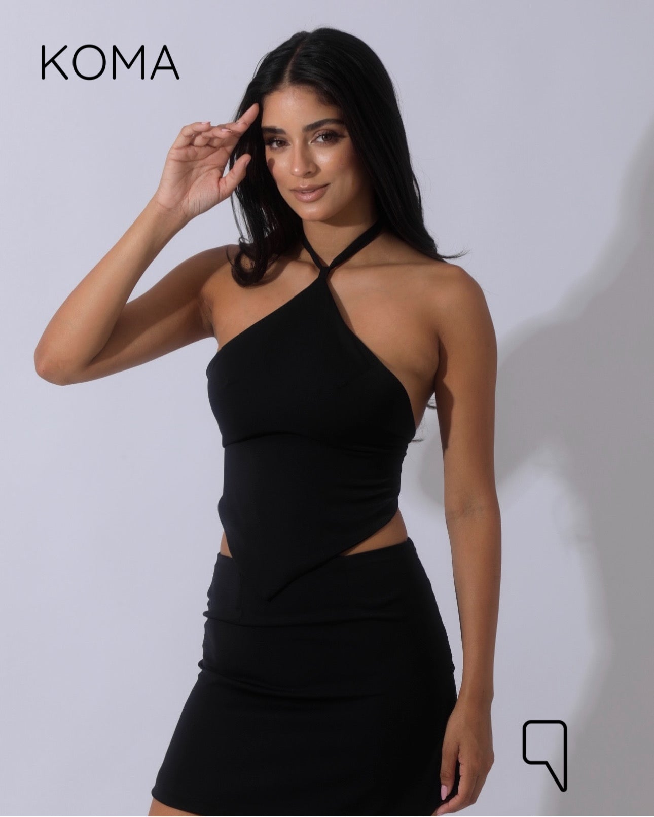 Kallie Tied Up Top & Mini Skirt Co-Ord - Black