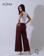 Maddelena Mini Flare Trousers - Maroon