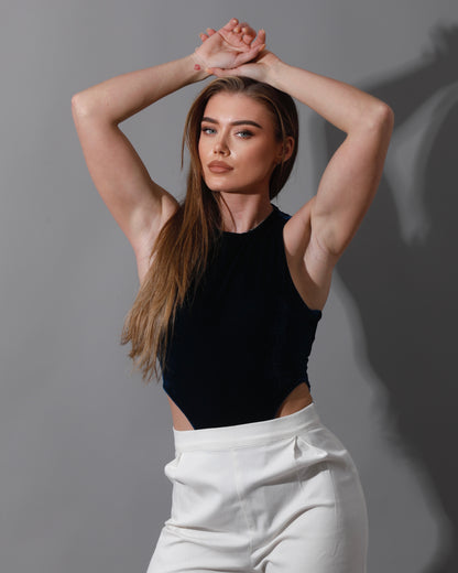 Velvet Body Suit - Navy