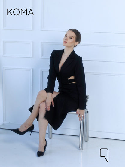 Marina Mid-Length Blazer Dress - Black