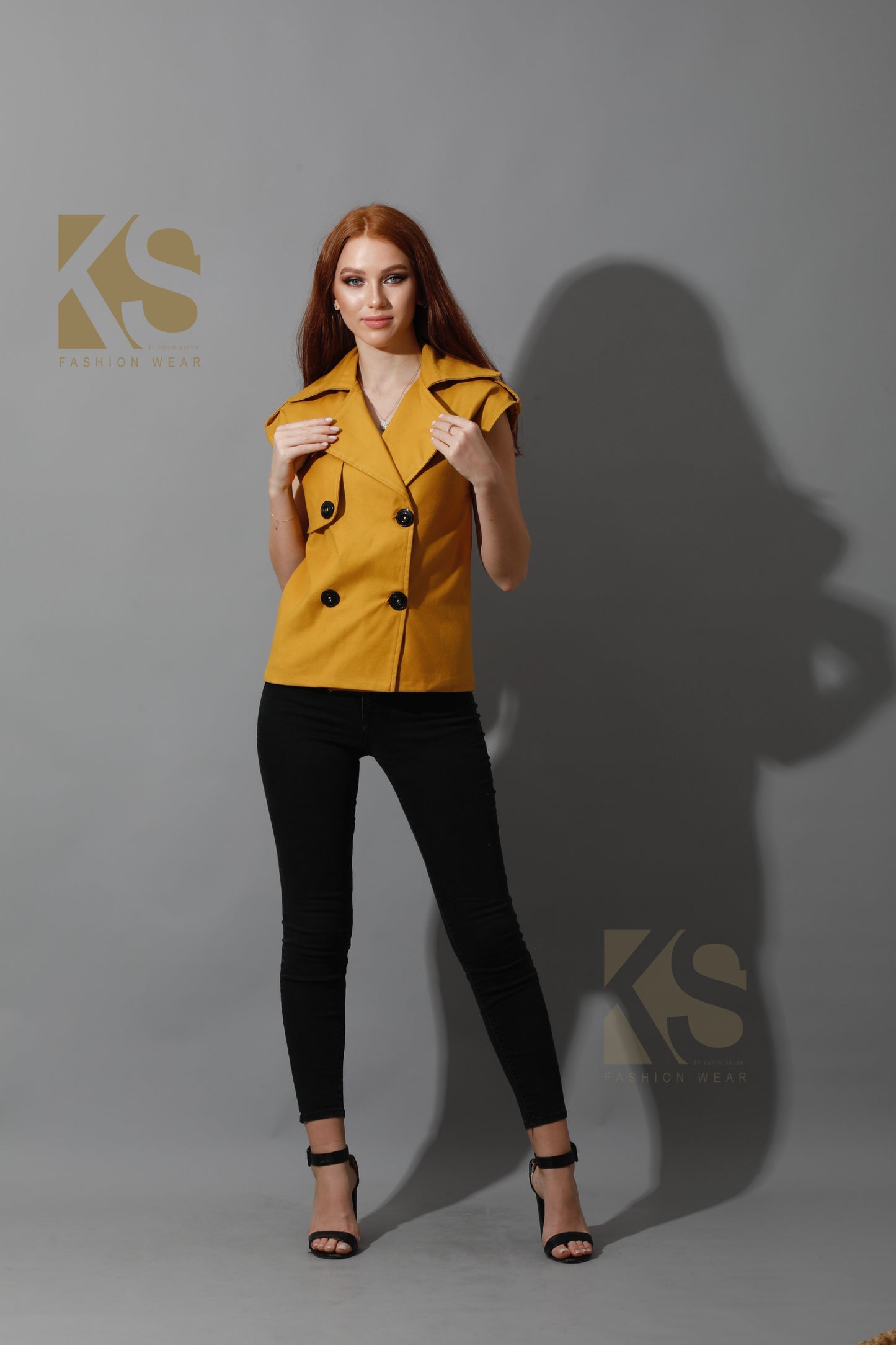 Double Breasted Vest - Mustard