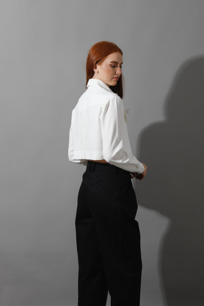 High Rise Paper-Bag Pants - Black
