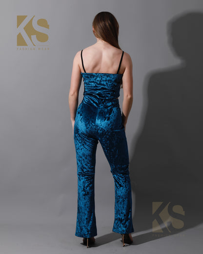 Velvet Bootcut Trousers Set - Petrol