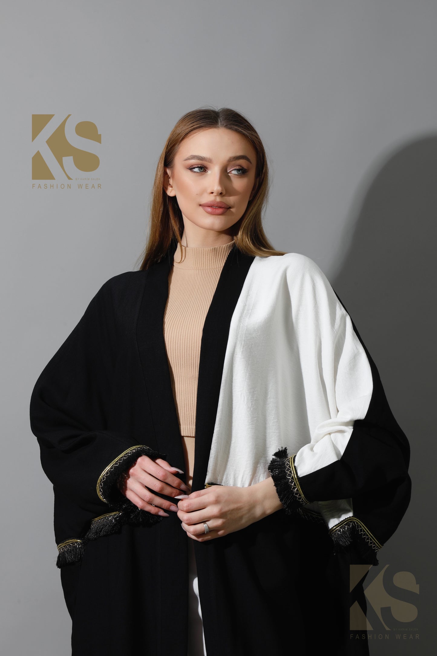 Lose Double Color Kaftan - Black X White