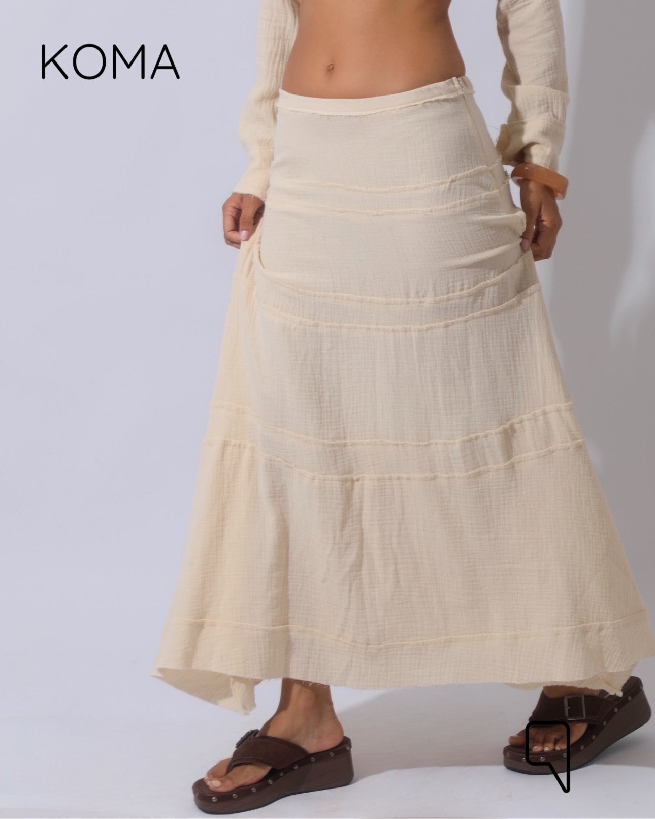 Greta Crincle Cropped Shirt & Skirt Set - Beige