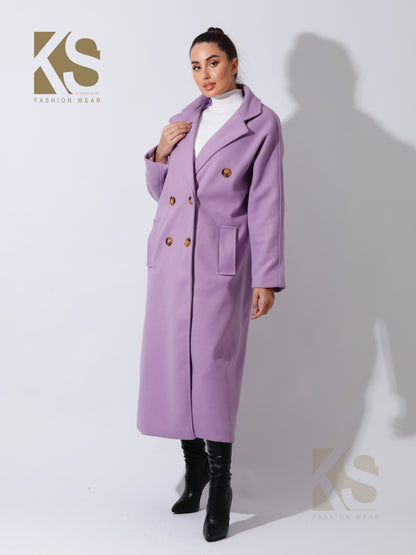 Darcy Long Double Breasted Coat - Lavender