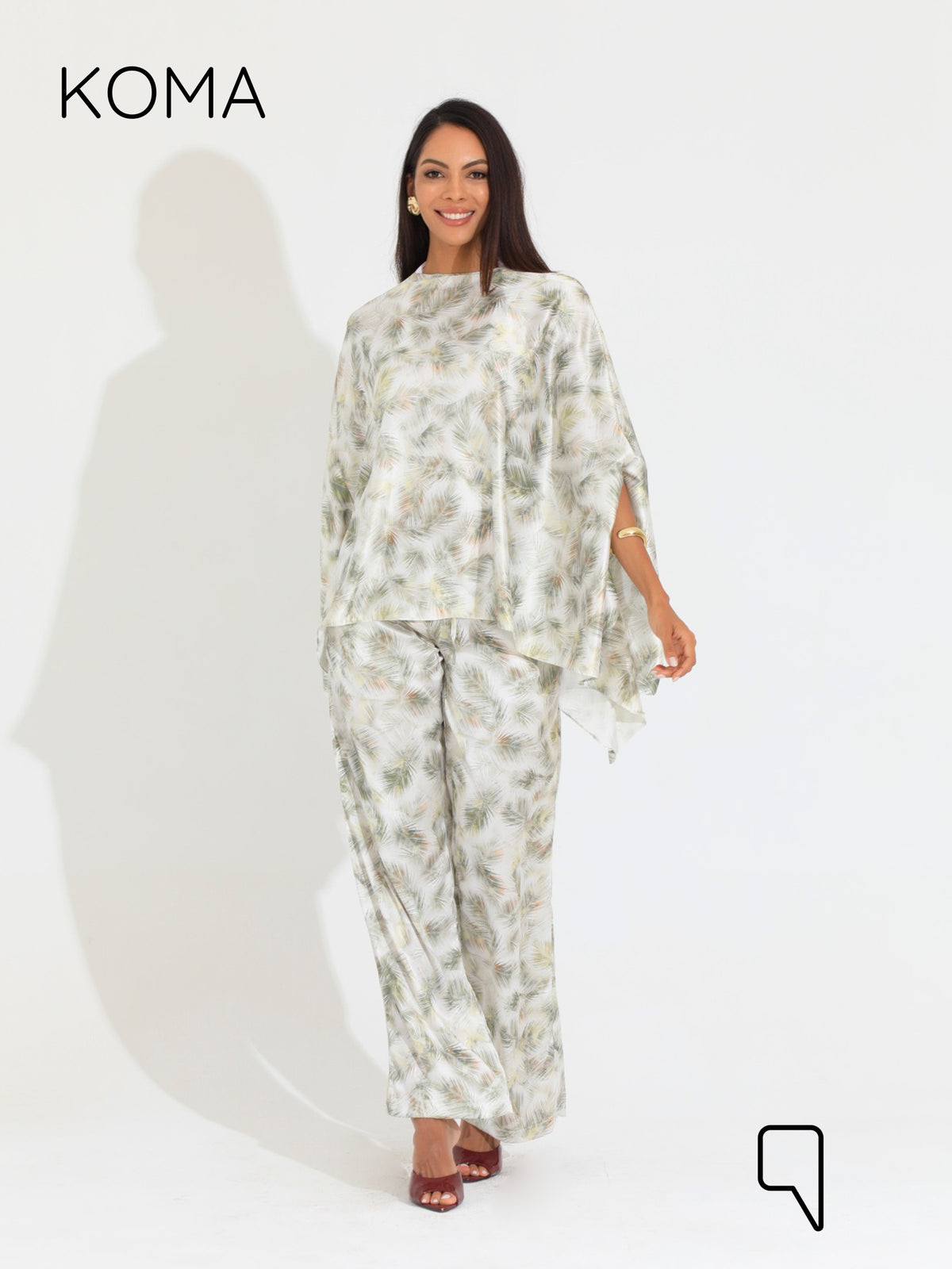 Celeste Satin Butterfly Blouse - Multicolored Olive