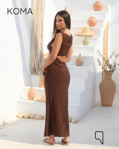 Paulina Cutout Beach Dress - Brown
