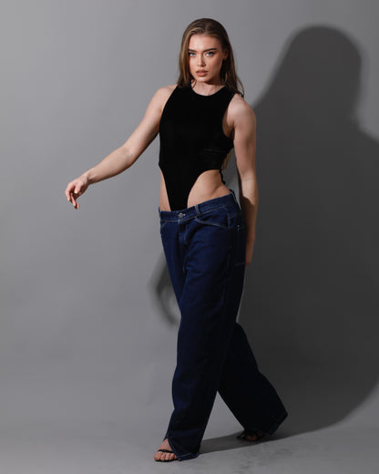 Velvet Body Suit - Black