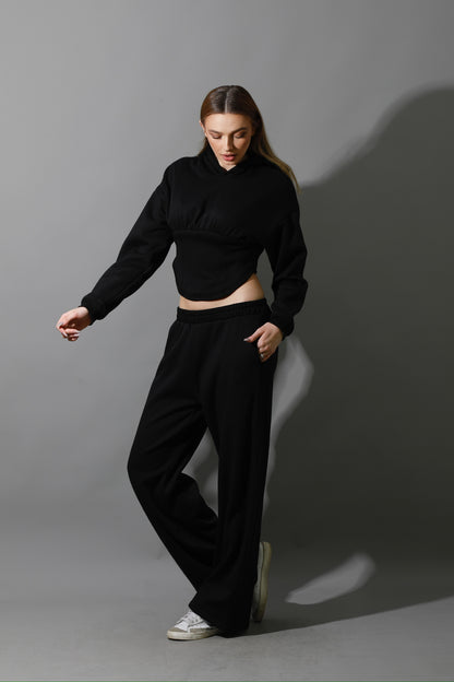 Corset Hoodie Set - Black