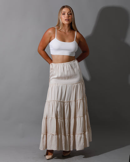 Tied Up Ruffle Skirt - Beige