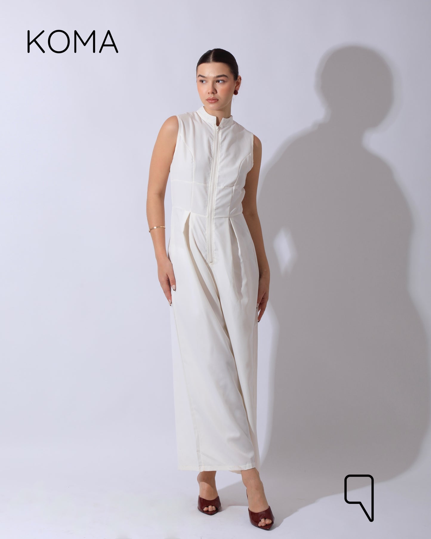 Olivia Sleeveless Wide Leg Jumpsuit - Offwhite