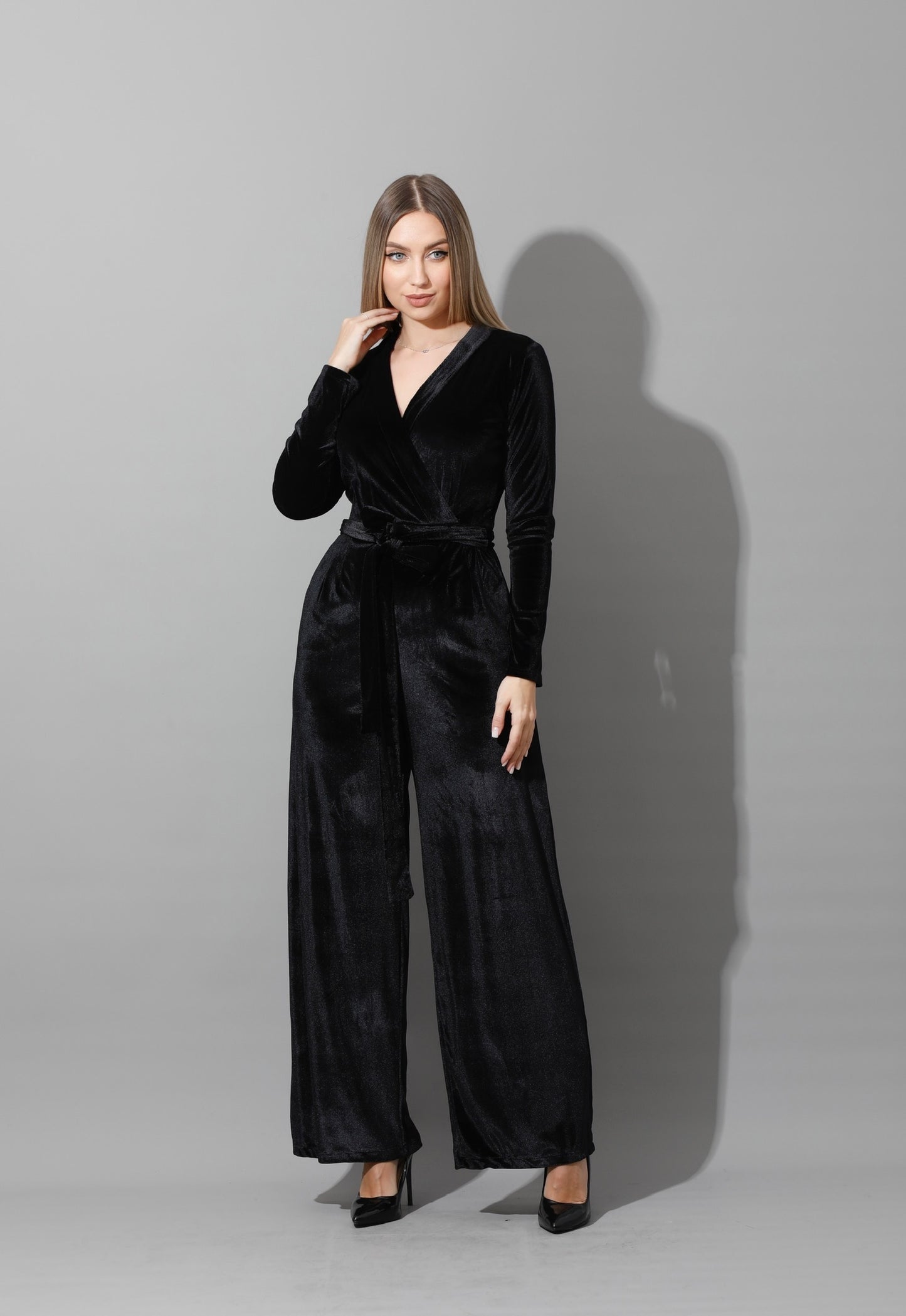 Wrapped wide leg Jumpsuit- Black