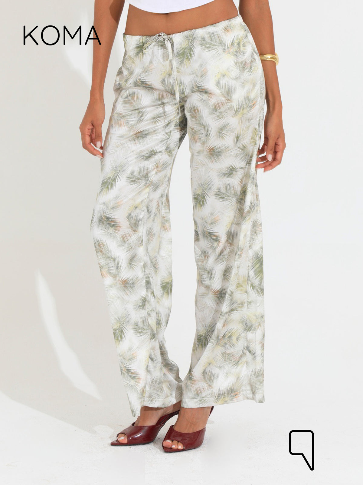Elsie Lose Fit Trousers - Multicolored Olive