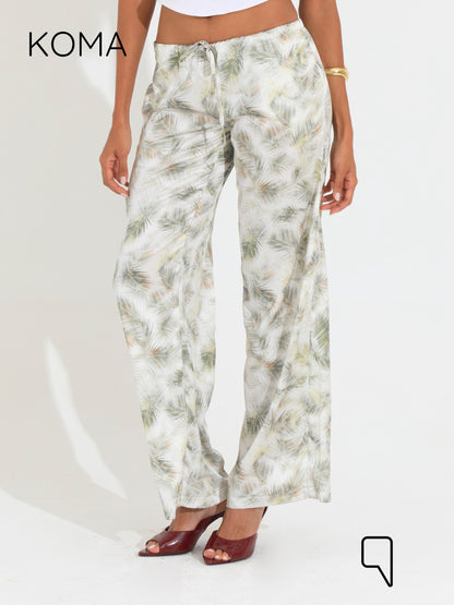 Elsie Lose Fit Trousers - Multicolored Olive