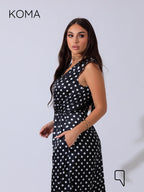 Dahlia Flared Jumpsuit - Polkadots Black