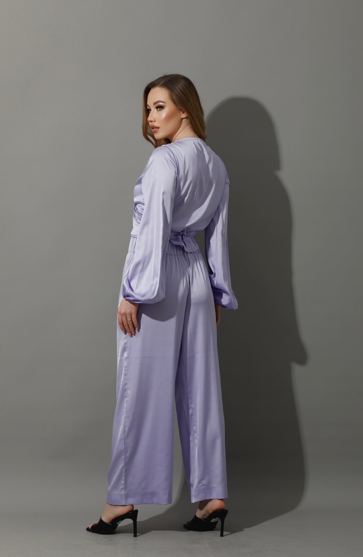 Wide Leg Trousers - Lavender Purple