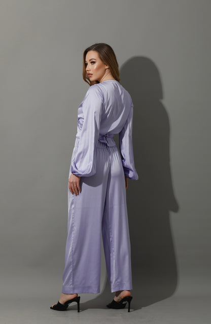 Wrapped Tie Blouse - Lavender Purple
